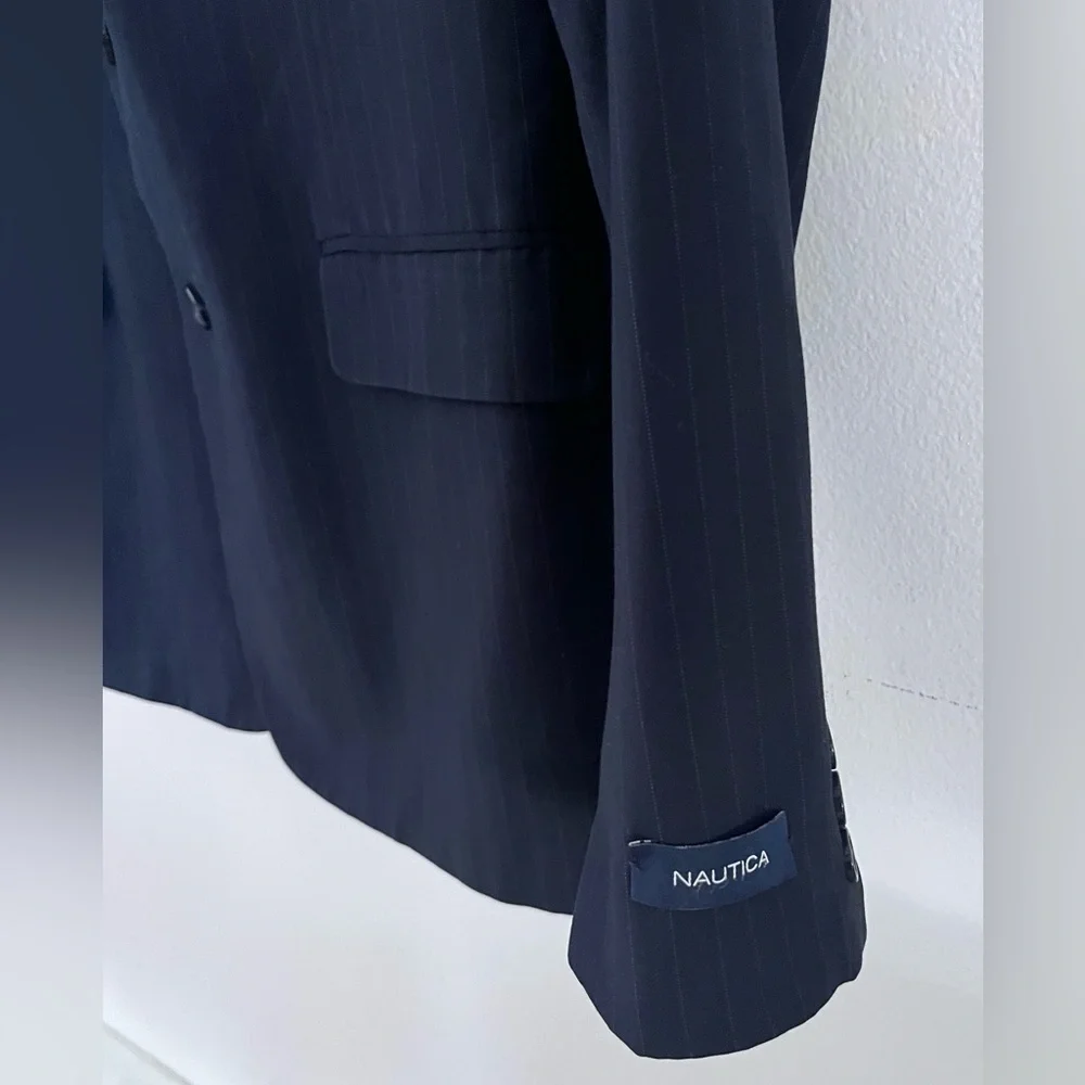 Nautica Blazer Suit Jacket Sportscoat Navy Blue w/ Pinstripe Boys 18 Regular